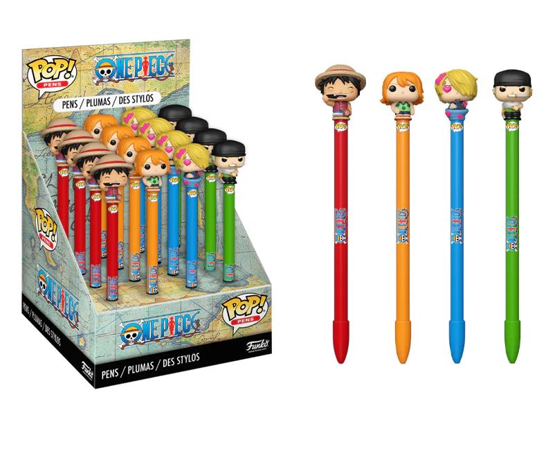 Funko Pop! One Piece Pen Toppers Featuring Luffy Nami Sanji & Zoro Collectible Anime Characters in Vibrant Colors