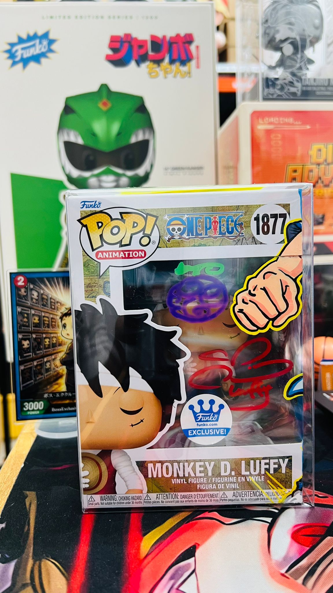 One Piece Monkey D.Luffy #1107 (Sign by Eng VA & Custom Art with Magnetic Hardstack)