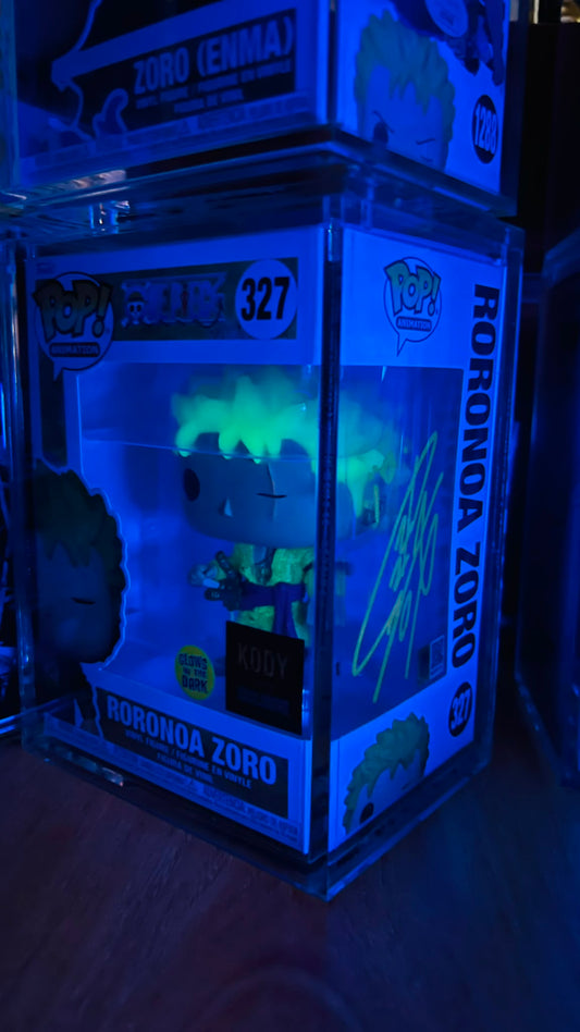 Funko Pop! One Piece: Roronoa Zoro Koby Exclusive (GITD) - Sign By JAP VA with Cert and Magnectic HardStack