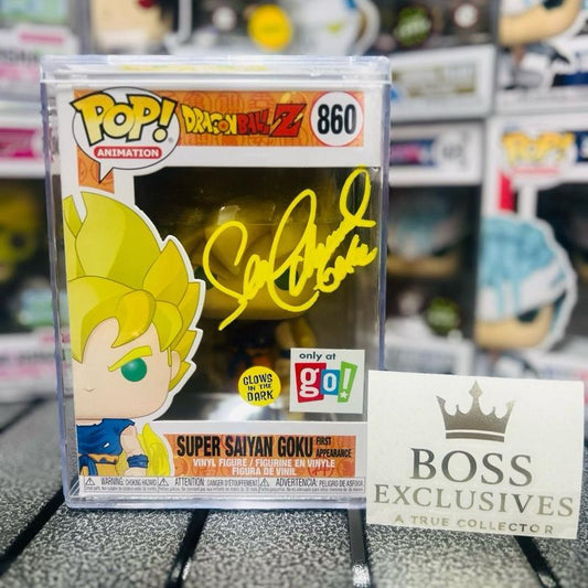 Funko Pop! DragonBallz - Super Saiyan Goku (First Appearance) Glow in the Dark Exclusive (PSA Certified - Sign by Eng VA)