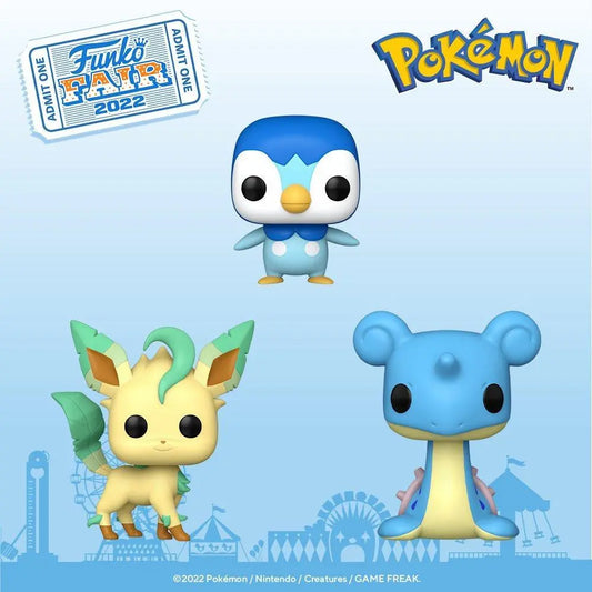 Funko Pop! Pokemon Wave 10 Vinyl Figure - Lapras #864 - Piplup #865 - Leafeon #866