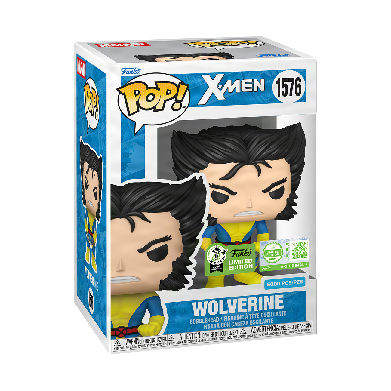 Marvel Pop! Wolverine (Classic Unmasked) with Pop! Protector 2026 Emerald City Comic Con sticker (LE5000PCS)
