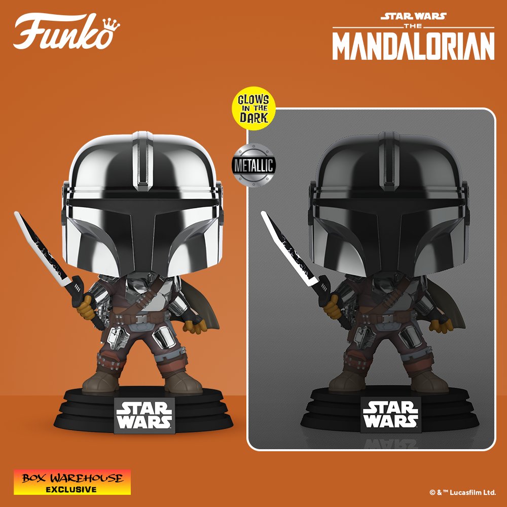 Funko Pop! Mandalorian With Dark Saber (GITD) (Box Warehouse Exclusive) #491