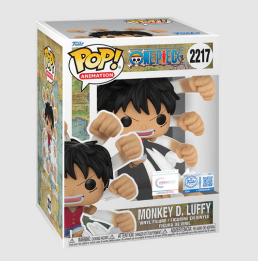 Funko Pop! Premium Chrono Toys Exclusive: One Piece Monkey D. Luffy Gum Gum Gatling (Pre-Release Official STICKER)