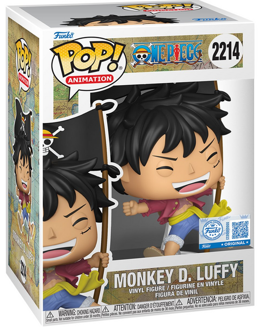One Piece Monkey D. Luffy with Flag Funko Pop! Vinyl Figure #2214 - Entertainment Earth Exclusive