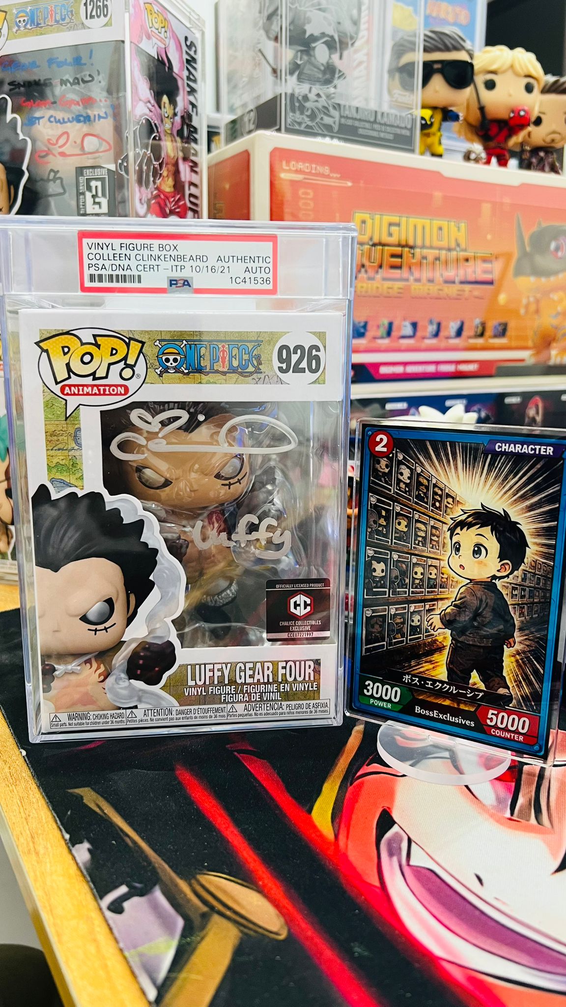 Funko One Piece - Luffy Gear Bounceman & Snake man Sign By EVA Custom art!