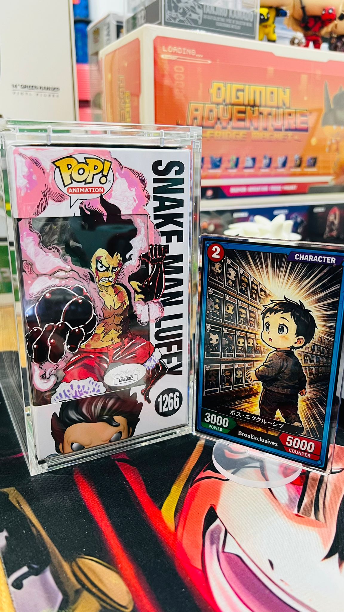 Funko One Piece - Luffy Gear Bounceman & Snake man Sign By EVA Custom art!