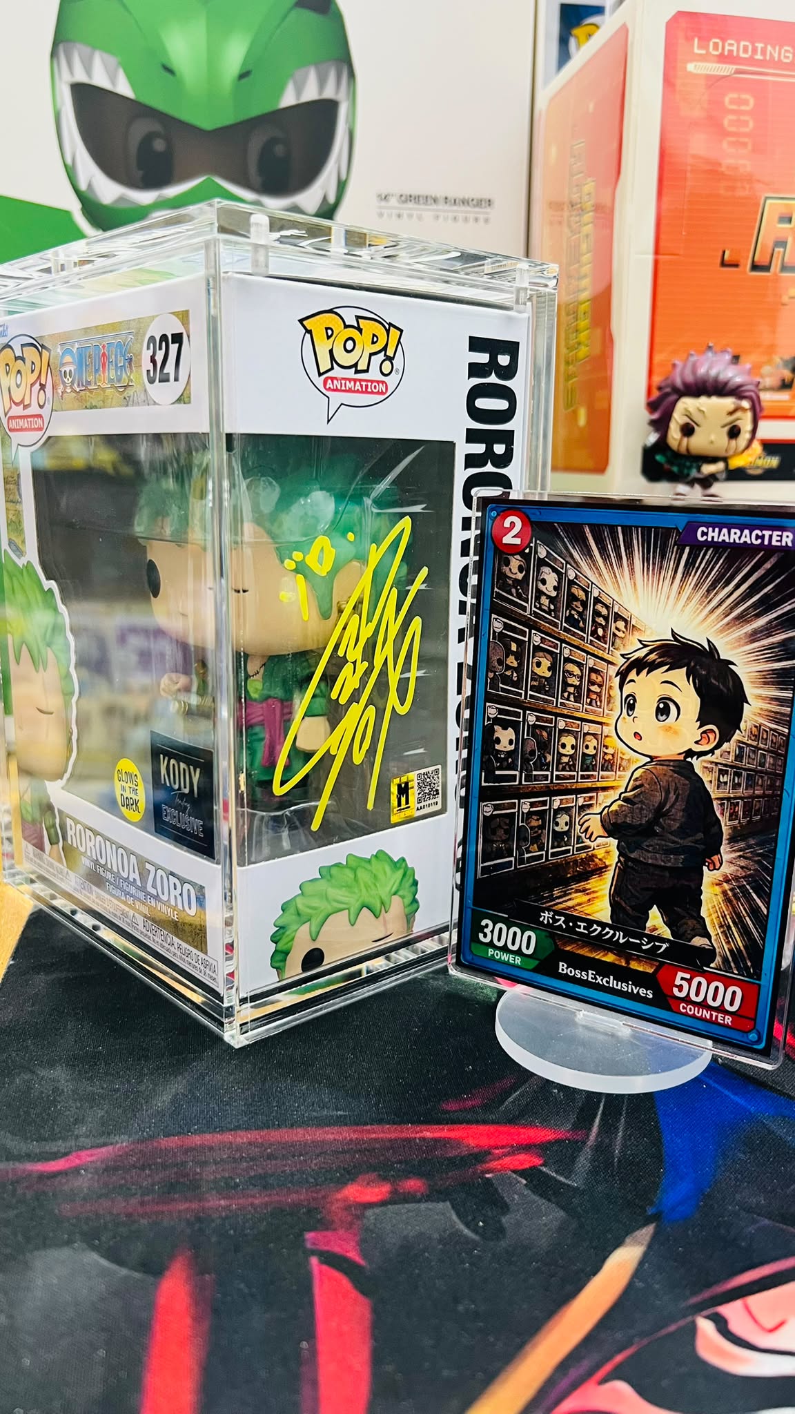 Funko Pop! One Piece: Roronoa Zoro Koby Exclusive (GITD) - Sign By JAP VA with Cert and Magnectic HardStack