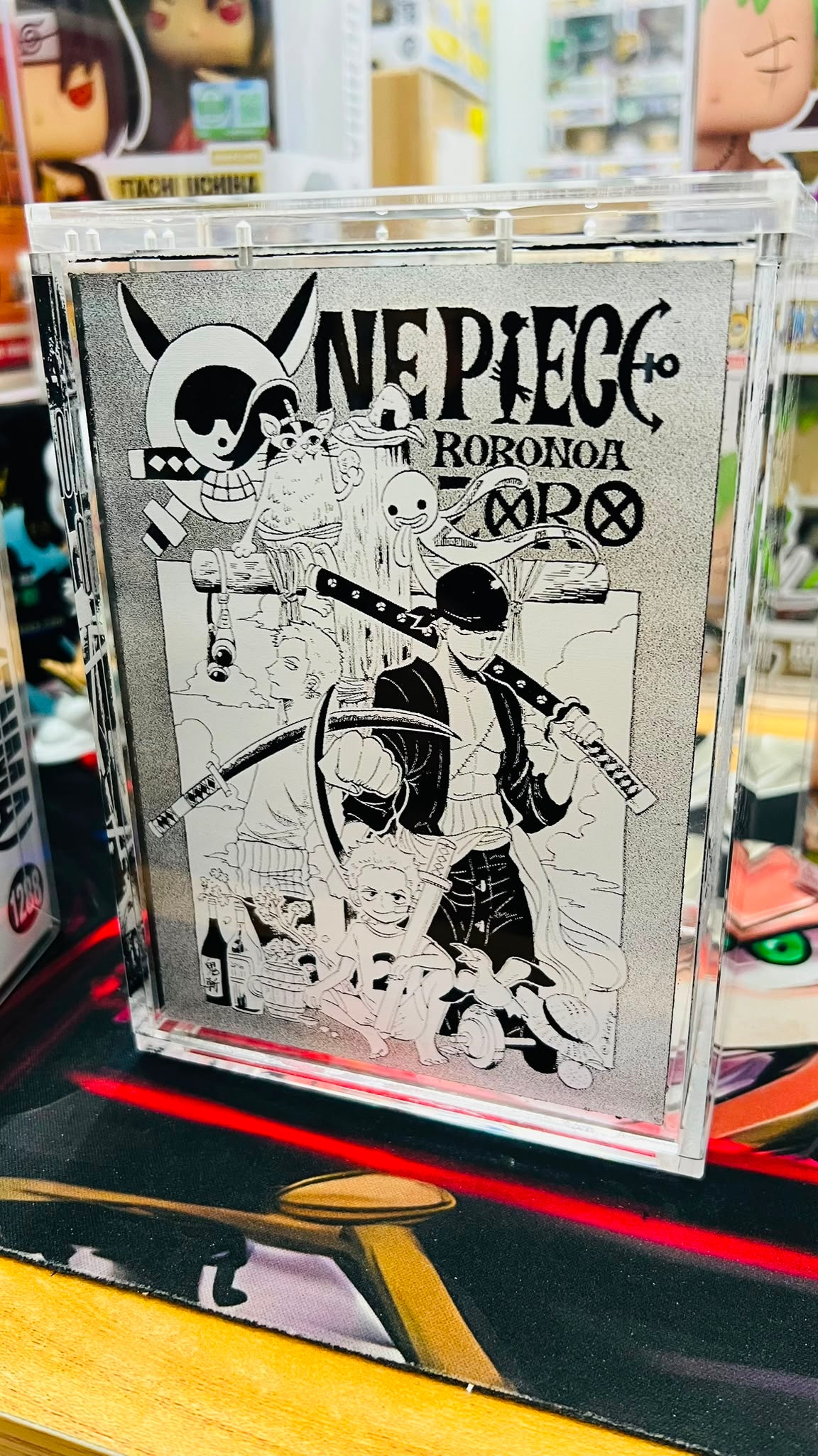 Funko Pop! One Piece: Roronoa Zoro CCXP24 Exclusives (Error glow) - Sign By ENG VA with Cert and Custom HardStack