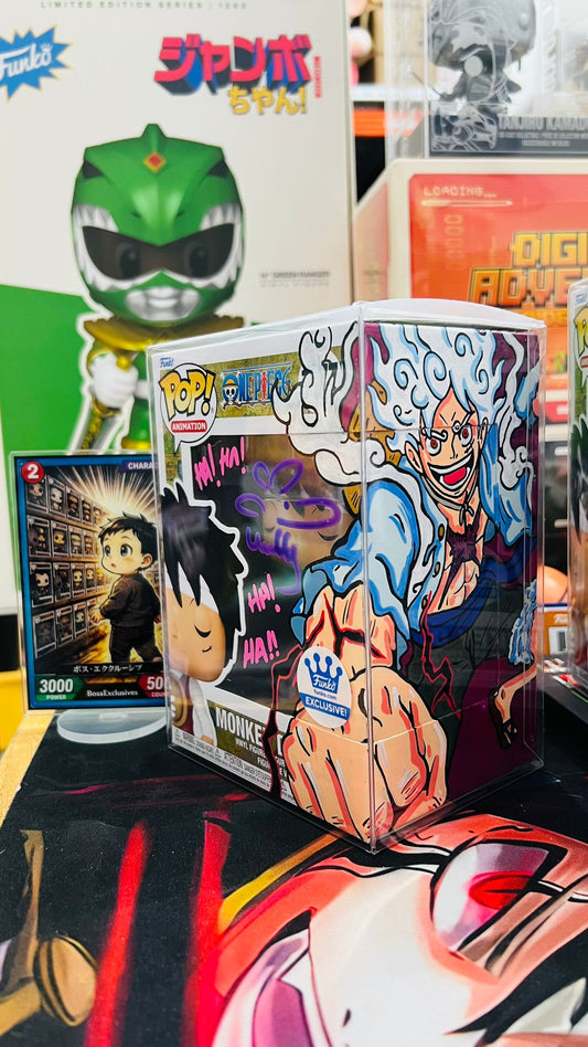 One Piece Monkey D.Luffy #1107 (Sign by Eng VA & Custom Art with Magnetic Hardstack)