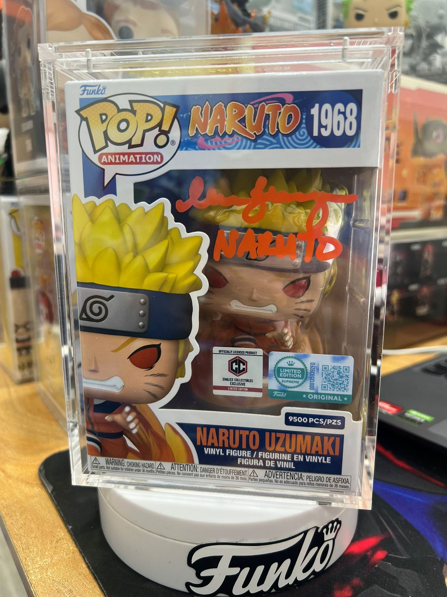 Funko Pop! Chalice Exclusive: Naruto: Naruto Uzumaki #1968 (LE9500) Sign by EVA with JSA cert