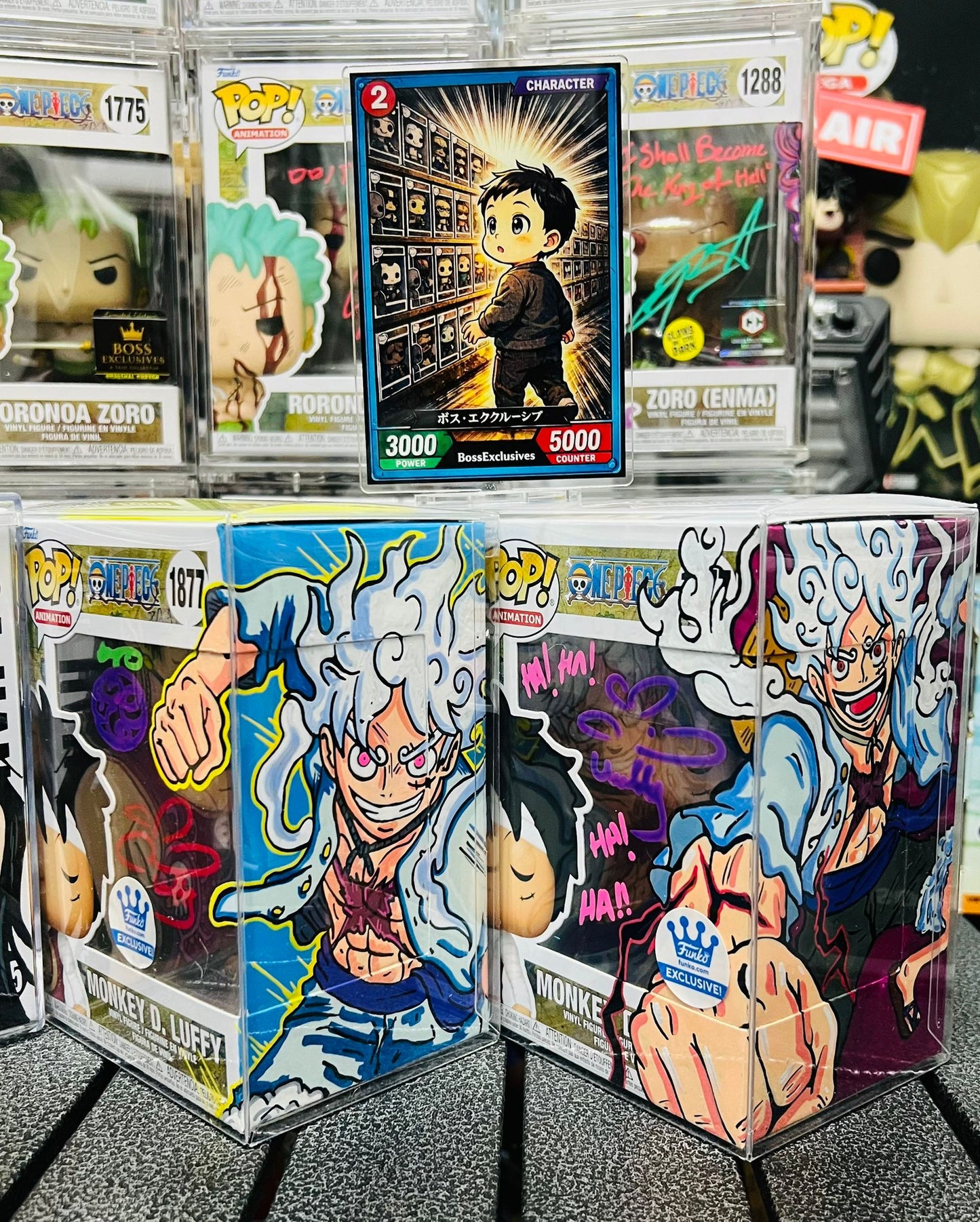 One Piece Monkey D.Luffy #1107 (Sign by Eng VA & Custom Art with Magnetic Hardstack)