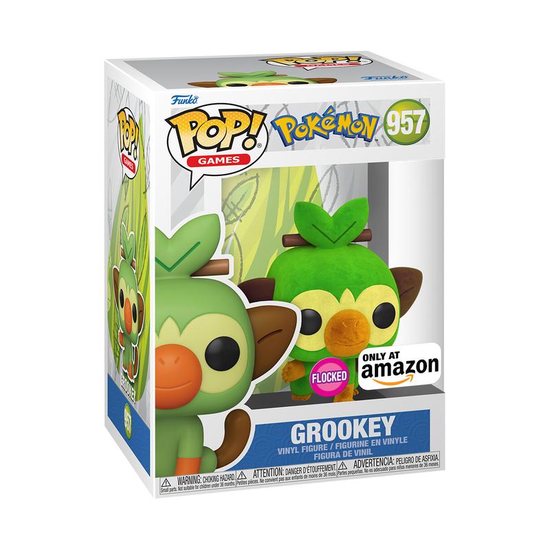 Funko Pop! Pokemon: Grookey (Flocked) (Amazon Exclusive)