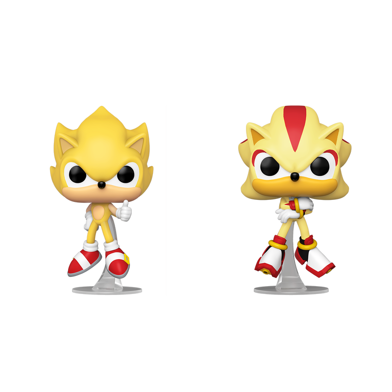 Funko Pop! Games: Super Sonic & Super Shadow (Flocked) - TargetCon Exclusive