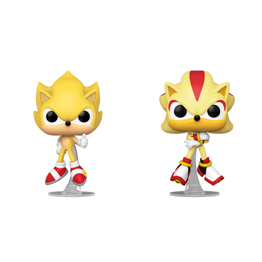 Funko Pop! Games: Super Sonic & Super Shadow (Flocked) - TargetCon Exclusive