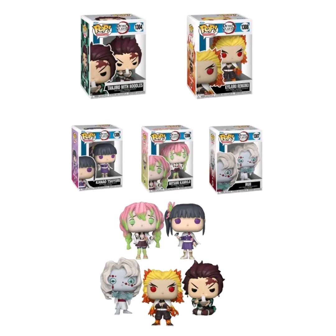 Funko Pop! Demon Slayer: Tanjiro with Noodles #1304 – Kanao Tsuyuri #1305 – Mitsuri Kanroji #1306 – Rui #1307 – Kyojuro Rengoku #1308