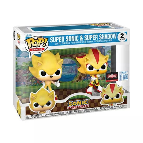 Funko Pop! Games: Super Sonic & Super Shadow (Flocked) - TargetCon Exclusive