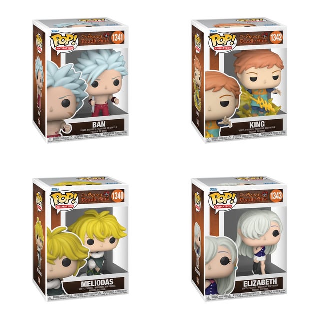 Seven Deadly Sins: Meliodas (Full Counter Pose) #1340 - Ban #1341 - King #1342 - Elizabeth #1343 Funko Pop! Vinyl Figure