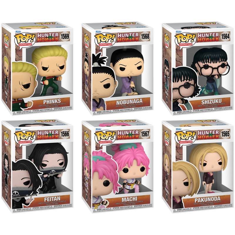 Funko Pop! Hunter x Hunter Wave 4: Pakunoda #1565 - Feitan #1566 - Machi Komacine #1567 - Nobunaga #1568 - Phinks #1569 - Shizuku with Blinky
