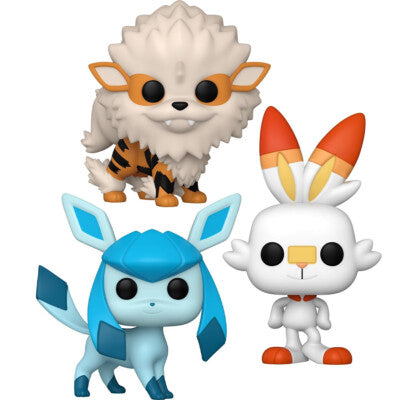 Funko Pop! Pokemon Wave 12: Glaceon #920 - Scorbunny #921 - Arcanine #922